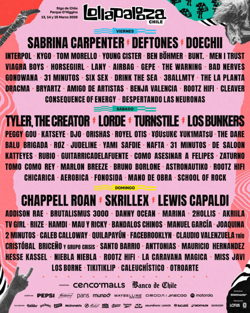Lollapalooza chile 2026 - line up